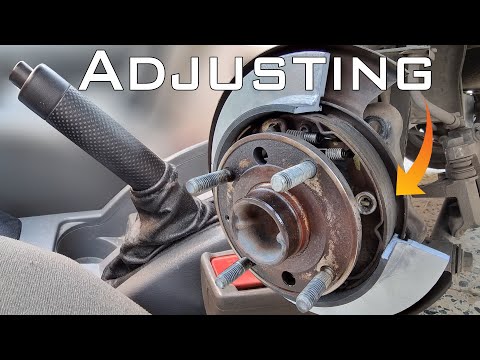 Car still moves with handbrake on/How to adjust Parking pedal brakes Chevrolet /Adjusting brake drum