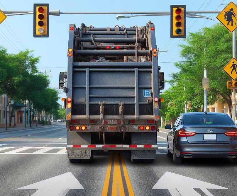 Can You Pass A Garbage Truck On A Double Yellow Line